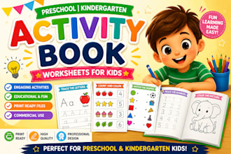 create preschool worksheet kindergarten kids activity book workbook