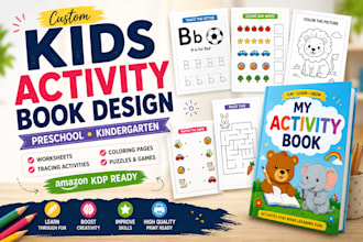 create kindergarten preschool kids activity book and worksheets