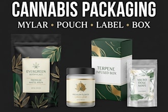 design cannabis packaging, mylar bags, pouches, product labels