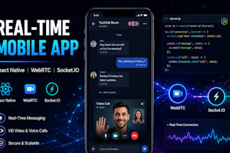 develop react native expo real time chat app ios with webrtc and socket io