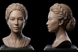 create 3d head bust face model 2d to 3d printable model 3d sculpting stl file