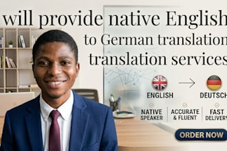 provide native english to german translation services