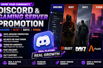do discord server promotion, rust, dayz, fivem server promotion, discord ad