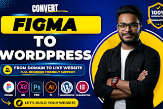 convert figma, PSD, xd, sketch to wordpress using elementor pro