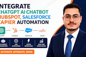 integrate chatgpt ai chatbot, hubspot, salesforce  zapier automation