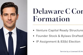 form your delaware c corp, draft bylaws, and issue founder stock as US attorney