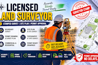 provide USA licensed land surveyor stamped survey for permit approval