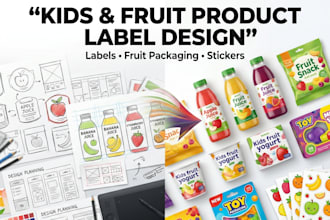 design fruit product labels, sticker packaging, toy labels