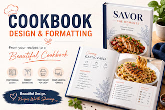 be your cookbook recipe writer, cookbook design, KDP book formatting and editing
