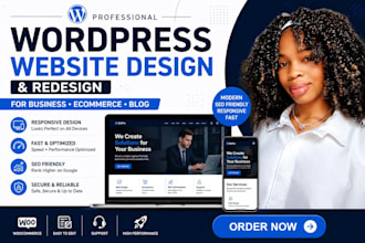 build mordern wordpress website design redesign for business, ecommerce or blog