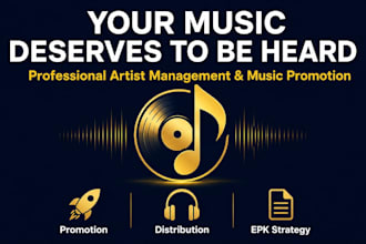be your music manager for artist promotion, distribution and epk strategy