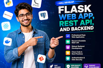 develop a professional flask web app, rest API, and backend