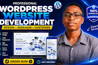 provide wordpress website development design or create a peptide website
