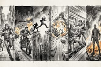 create action storyboard sequences for movies, games and trailers