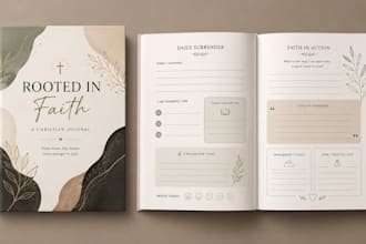 design christian journal, prayer planner, devotional workbook for KDP, etsy