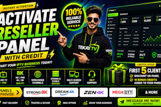 activate reseller panel with credit,strong8k, tivione, trex,diamond8k,mega ott