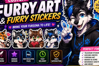 draw custom furry art, furry character, and furry stickers