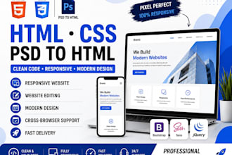 do HTML CSS web programming, website editing, and PSD to HTML conversion