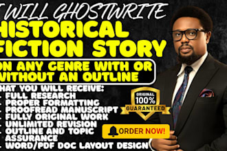 ghostwrite your historical fiction story on any genre with or without an outline