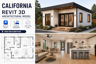 california revit 3d architectural model interior rendering utah adu floor plan