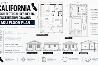 deliver california architectural residential construction drawing adu floor plan