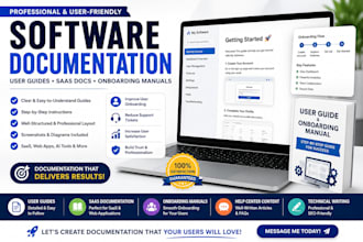 write software user guide, saas documentation, and onboarding manual