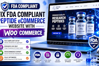 fix fda compliant peptide ecommerce website with woocommerce