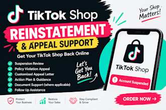 do tiktok shop reinstatement, suspension and violation appeals