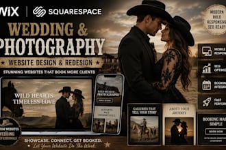 wix wedding design or squarespace website design photography website redesign