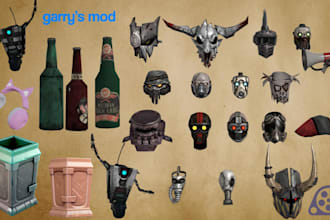 create and port fnaf assets, sfm props, weapons for sfm model, tf2, gmod player