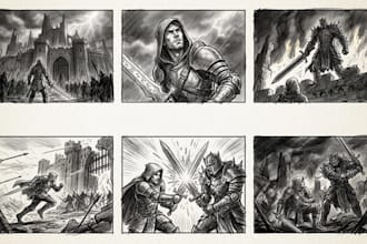 create game cinematic storyboards and cutscene sequences
