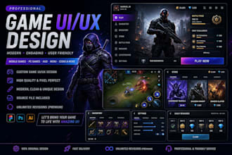 design professional game UI UX for mobile and PC games