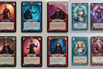 do card game design, board game card template and layout design