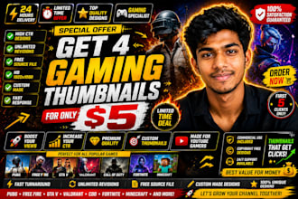design viral gaming youtube thumbnails in 24 hours