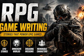 write rpg and video game rpg dialogue, lore, novel, tableltopand quests rpg,