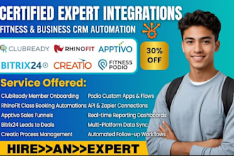 integrate clubready rhinofit apptivo bitrix24 creatio fitness podio automation