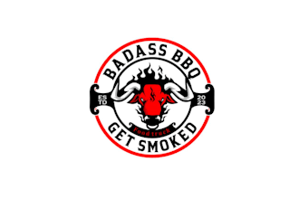 make badass bbq smoked logo with restaurant food truck