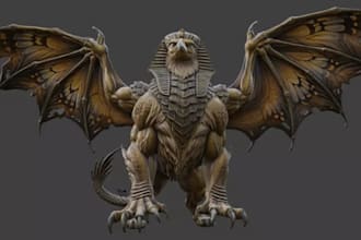 sculpt 3d fantasy creature,mythical monster,cinematic game,asset,vr avatar model