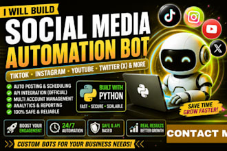 use python for social media automation bot, tiktok, instagram youtube, twitter x