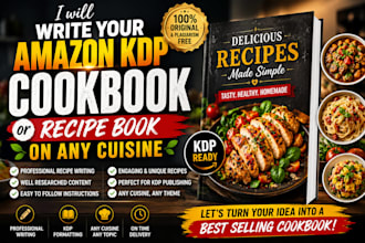 write your amazon KDP cookbook or recipe book on any cuisine