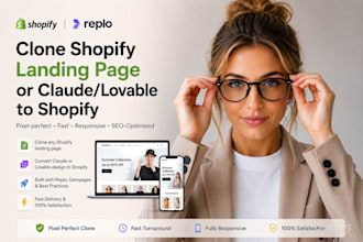 clone shopify landing page or claude lovable to shopify by replo gempages