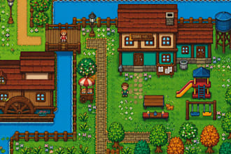 do 2d pixel art tileset game asset background spritesheet game environment