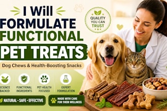 formulate functional pet treats, dog chew and health boosting snacks