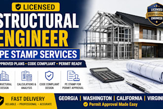 licensed structural engineer stamp georgia, washington california virginia stamp