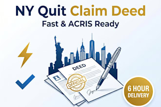 prepare ny quit claim deed and acris transfer documents fast
