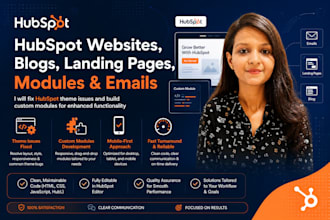 develop hubspot website, blog, landing page, modules, and emails