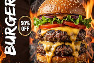 design juicy burger poster,fast food flyer , restaurant menu