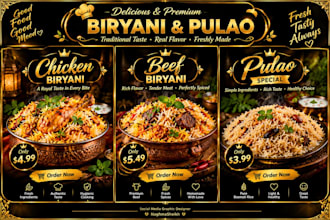 luxury biryani and pulao menu design