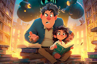 draw a cartoon book cover art