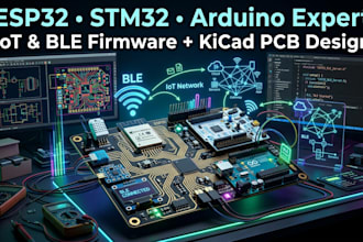 develop esp32, stm32, arduino firmware with ble, iot, and kicad support